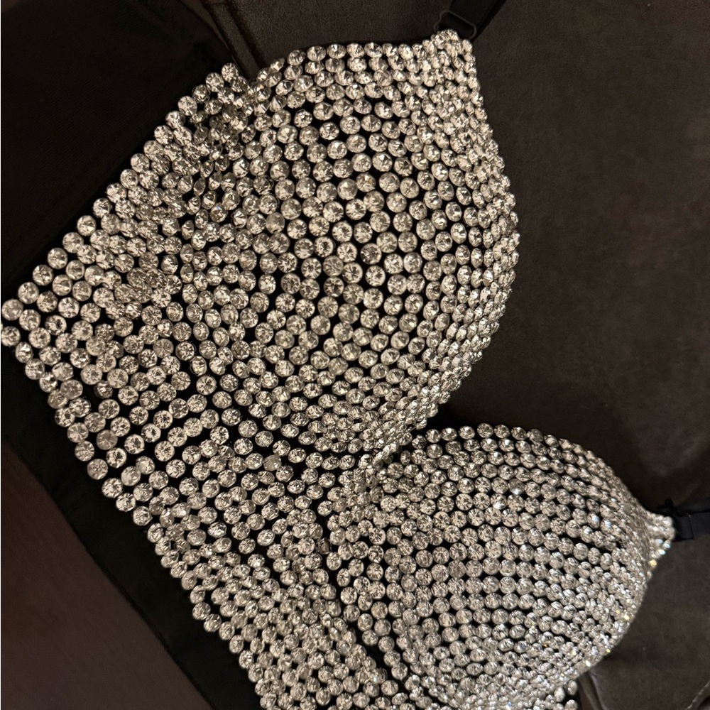 Elegant Silver Rhinestone Bustier